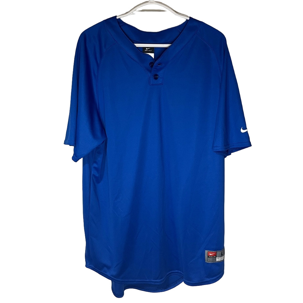 Nike Dri Fit Mens Blue Athletic Jersey V Neck L Sports Team Championship Athlete